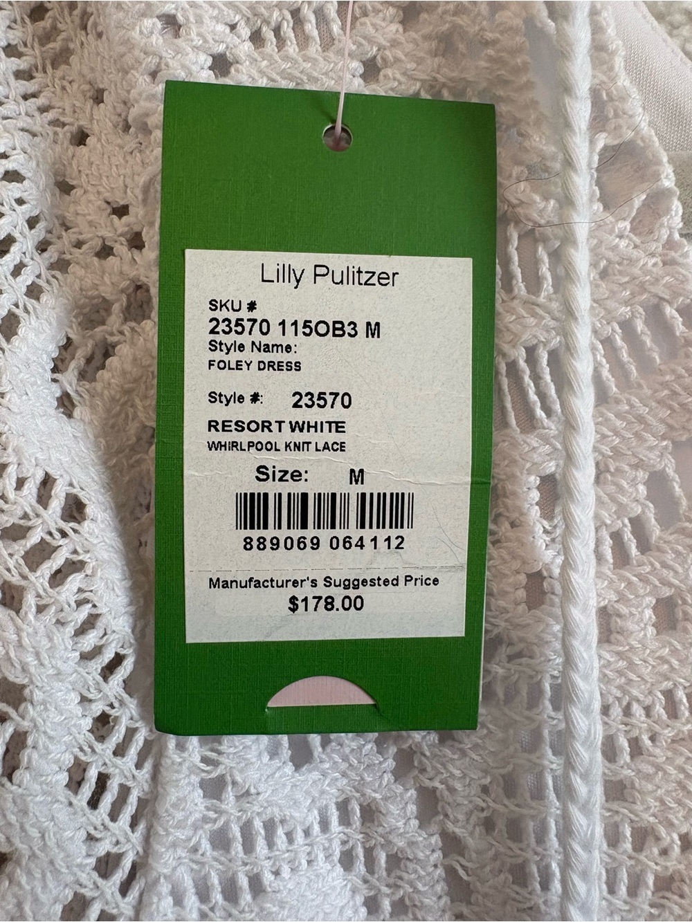Lilly Pulitzer Foley Resort White Whirlpool Knit Lace Dress Size Medium NWT - Picture 8 of 12